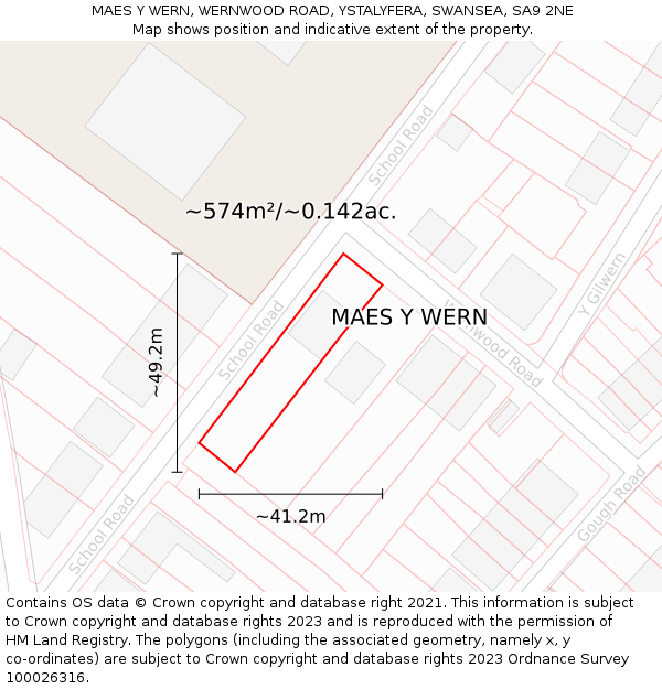 MAES Y WERN, WERNWOOD ROAD, YSTALYFERA, SWANSEA, SA9 2NE: Plot and title map