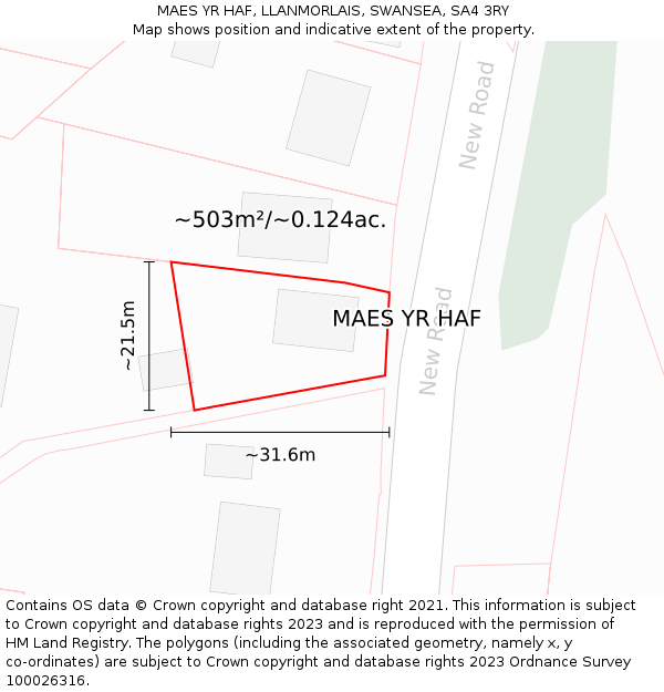 MAES YR HAF, LLANMORLAIS, SWANSEA, SA4 3RY: Plot and title map