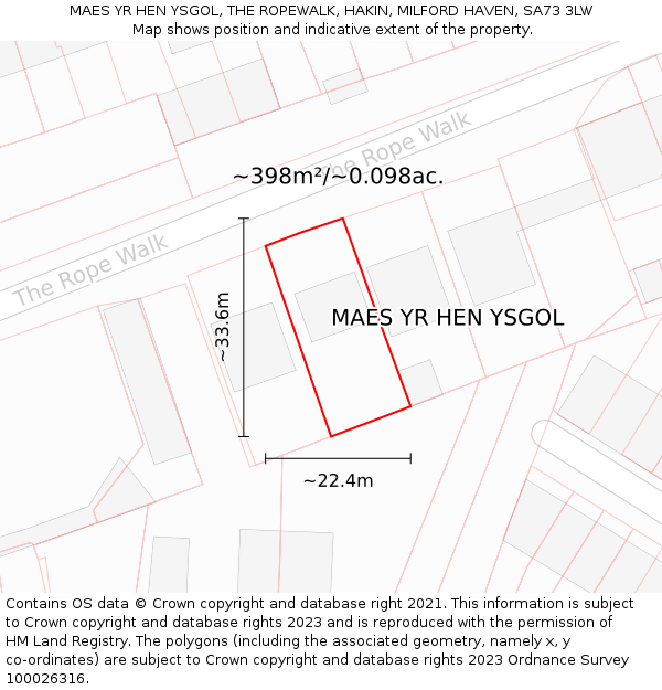 MAES YR HEN YSGOL, THE ROPEWALK, HAKIN, MILFORD HAVEN, SA73 3LW: Plot and title map