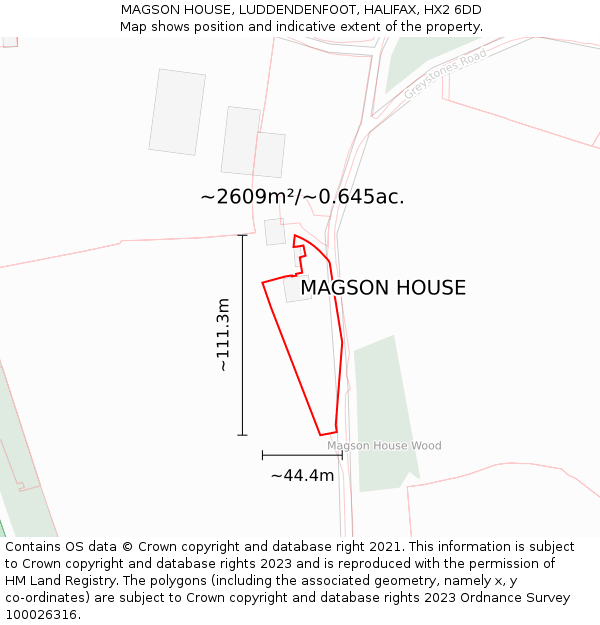 MAGSON HOUSE, LUDDENDENFOOT, HALIFAX, HX2 6DD: Plot and title map