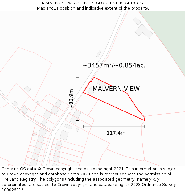 MALVERN VIEW, APPERLEY, GLOUCESTER, GL19 4BY: Plot and title map