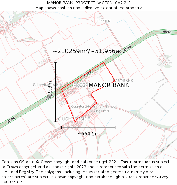 MANOR BANK, PROSPECT, WIGTON, CA7 2LF: Plot and title map