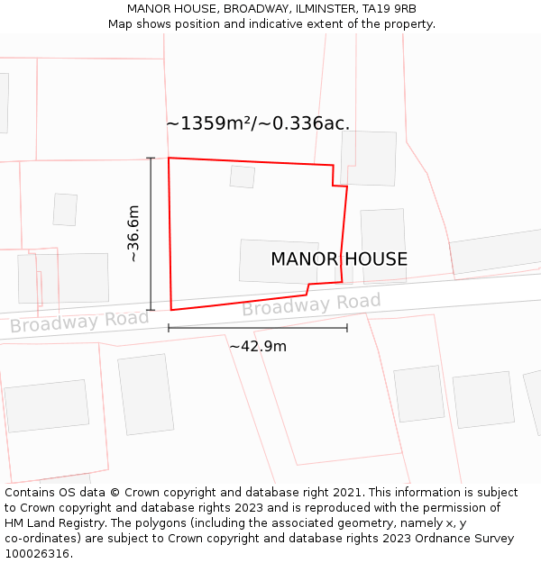 MANOR HOUSE, BROADWAY, ILMINSTER, TA19 9RB: Plot and title map