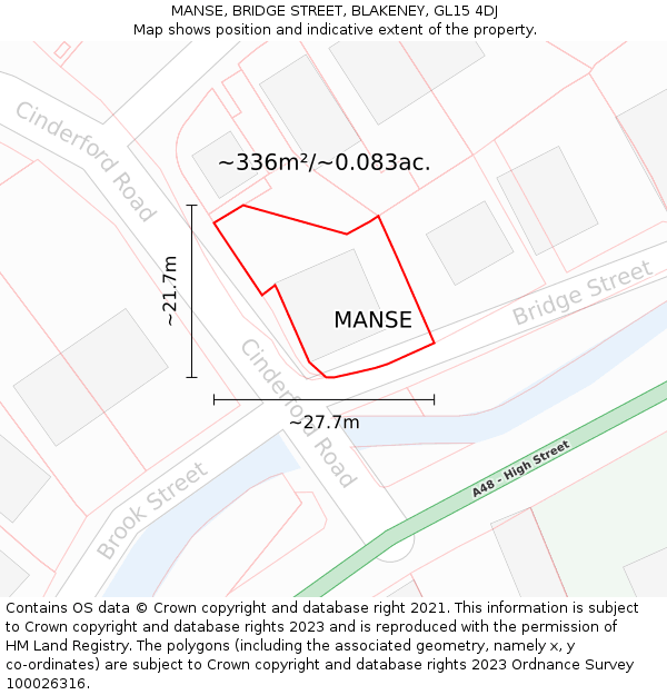 MANSE, BRIDGE STREET, BLAKENEY, GL15 4DJ: Plot and title map