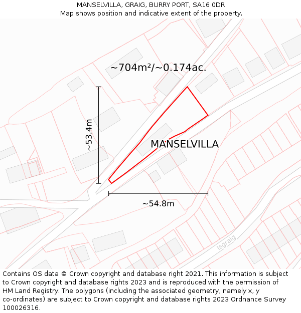 MANSELVILLA, GRAIG, BURRY PORT, SA16 0DR: Plot and title map