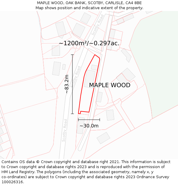 MAPLE WOOD, OAK BANK, SCOTBY, CARLISLE, CA4 8BE: Plot and title map