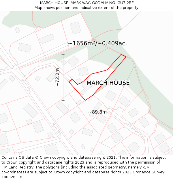 MARCH HOUSE, MARK WAY, GODALMING, GU7 2BE: Plot and title map