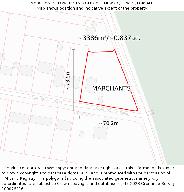 MARCHANTS, LOWER STATION ROAD, NEWICK, LEWES, BN8 4HT: Plot and title map