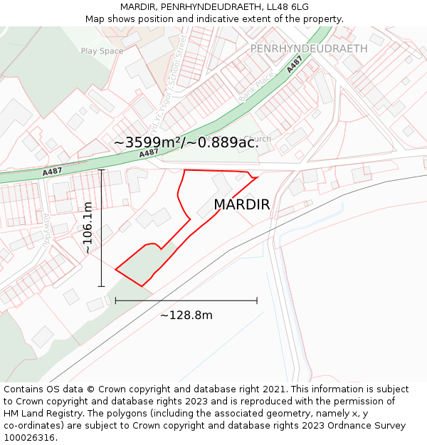 MARDIR, PENRHYNDEUDRAETH, LL48 6LG: Plot and title map