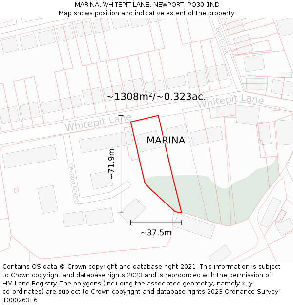 MARINA, WHITEPIT LANE, NEWPORT, PO30 1ND: Plot and title map