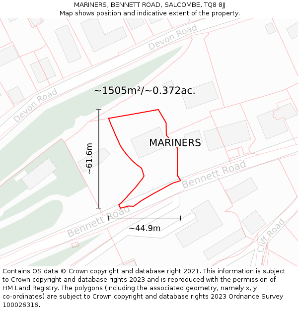 MARINERS, BENNETT ROAD, SALCOMBE, TQ8 8JJ: Plot and title map