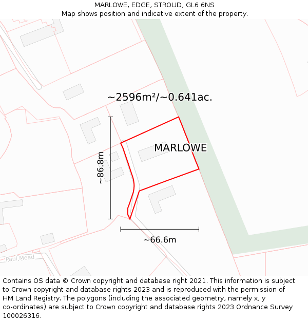 MARLOWE, EDGE, STROUD, GL6 6NS: Plot and title map