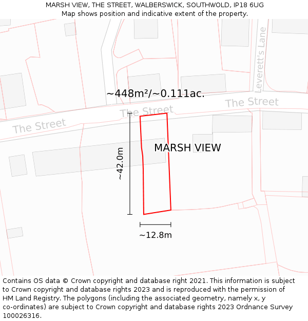 MARSH VIEW, THE STREET, WALBERSWICK, SOUTHWOLD, IP18 6UG: Plot and title map