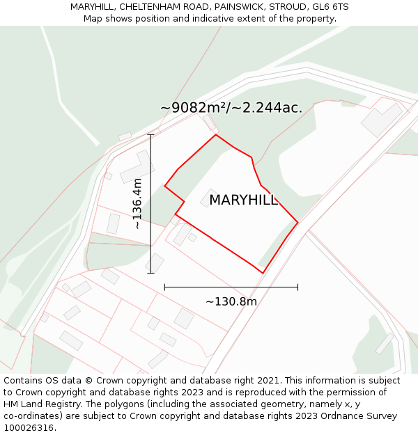 MARYHILL, CHELTENHAM ROAD, PAINSWICK, STROUD, GL6 6TS: Plot and title map