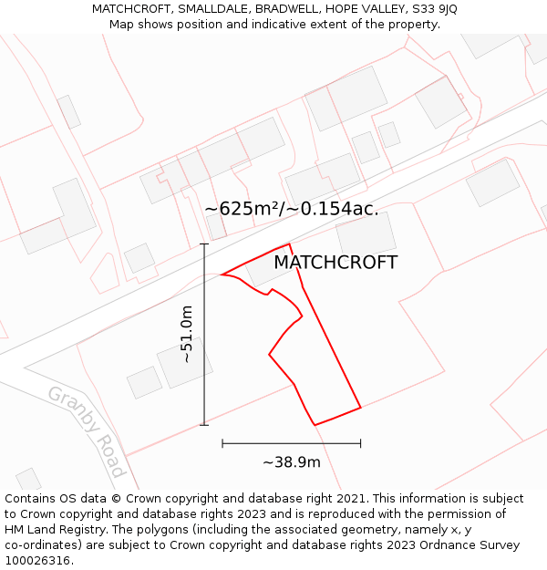 MATCHCROFT, SMALLDALE, BRADWELL, HOPE VALLEY, S33 9JQ: Plot and title map