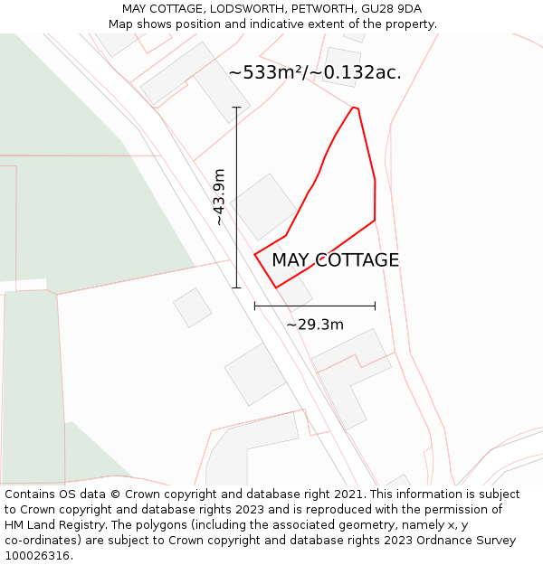 MAY COTTAGE, LODSWORTH, PETWORTH, GU28 9DA: Plot and title map