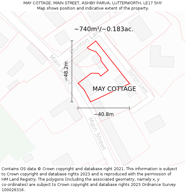 MAY COTTAGE, MAIN STREET, ASHBY PARVA, LUTTERWORTH, LE17 5HY: Plot and title map