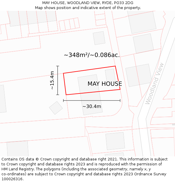 MAY HOUSE, WOODLAND VIEW, RYDE, PO33 2DG: Plot and title map