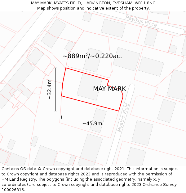 MAY MARK, MYATTS FIELD, HARVINGTON, EVESHAM, WR11 8NG: Plot and title map