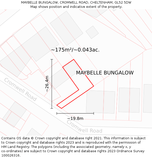 MAYBELLE BUNGALOW, CROMWELL ROAD, CHELTENHAM, GL52 5DW: Plot and title map