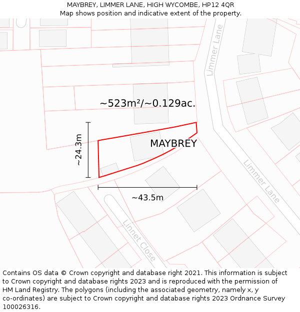 MAYBREY, LIMMER LANE, HIGH WYCOMBE, HP12 4QR: Plot and title map