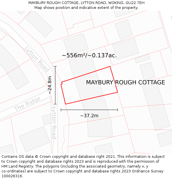 MAYBURY ROUGH COTTAGE, LYTTON ROAD, WOKING, GU22 7EH: Plot and title map