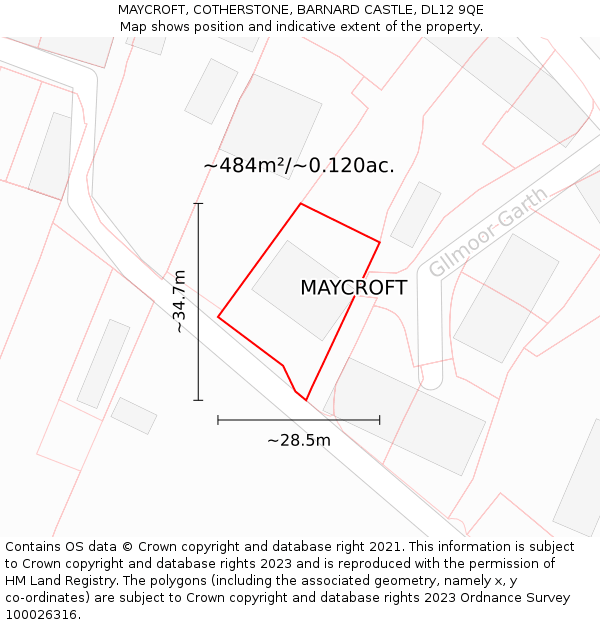 MAYCROFT, COTHERSTONE, BARNARD CASTLE, DL12 9QE: Plot and title map