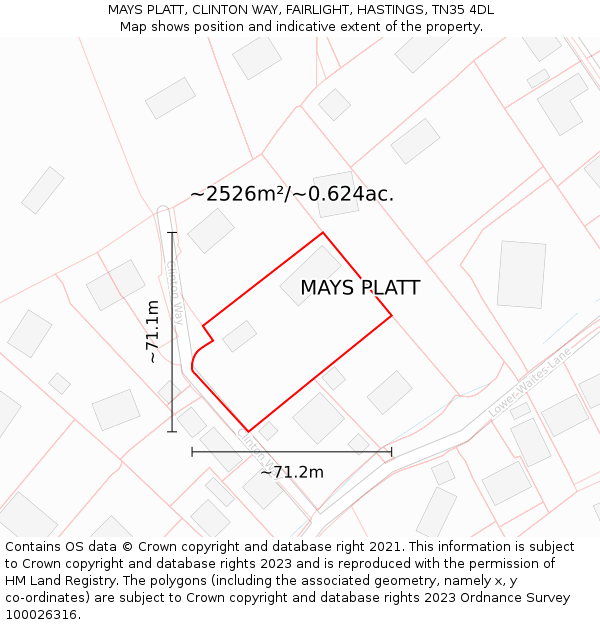 MAYS PLATT, CLINTON WAY, FAIRLIGHT, HASTINGS, TN35 4DL: Plot and title map