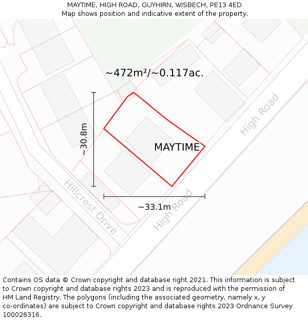 MAYTIME, HIGH ROAD, GUYHIRN, WISBECH, PE13 4ED: Plot and title map