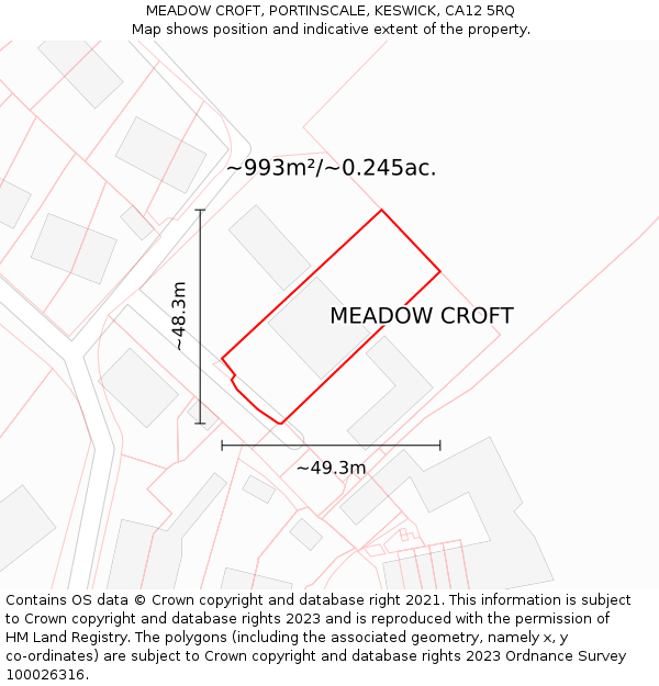 MEADOW CROFT, PORTINSCALE, KESWICK, CA12 5RQ: Plot and title map