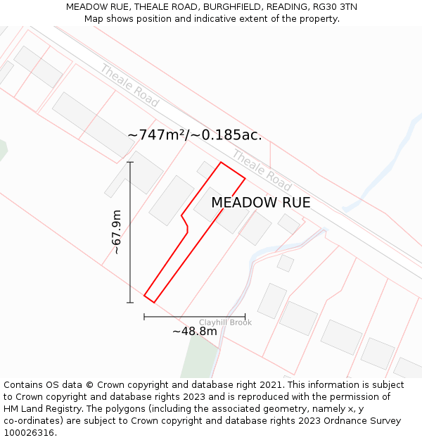 MEADOW RUE, THEALE ROAD, BURGHFIELD, READING, RG30 3TN: Plot and title map