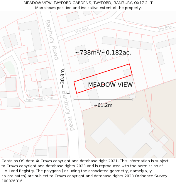 MEADOW VIEW, TWYFORD GARDENS, TWYFORD, BANBURY, OX17 3HT: Plot and title map