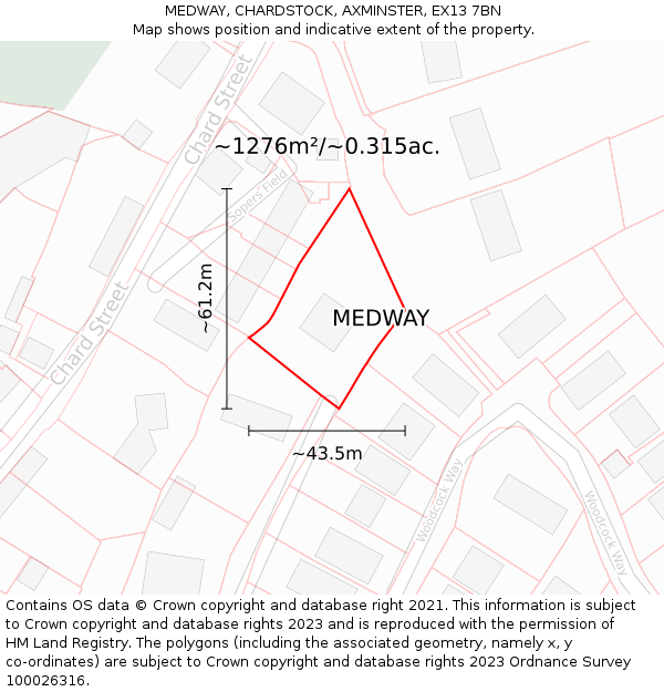 MEDWAY, CHARDSTOCK, AXMINSTER, EX13 7BN: Plot and title map