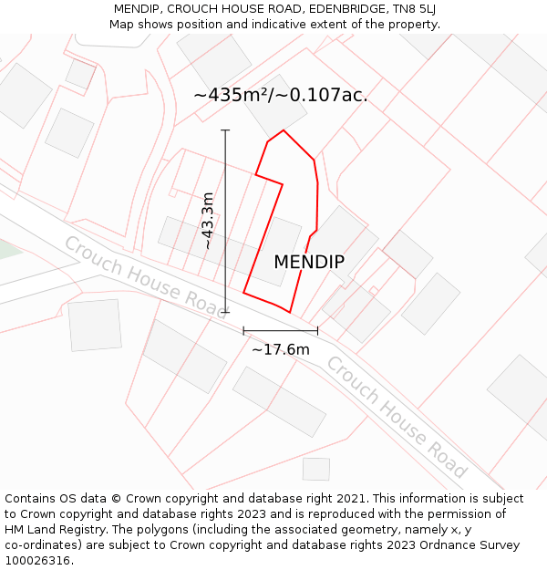 MENDIP, CROUCH HOUSE ROAD, EDENBRIDGE, TN8 5LJ: Plot and title map