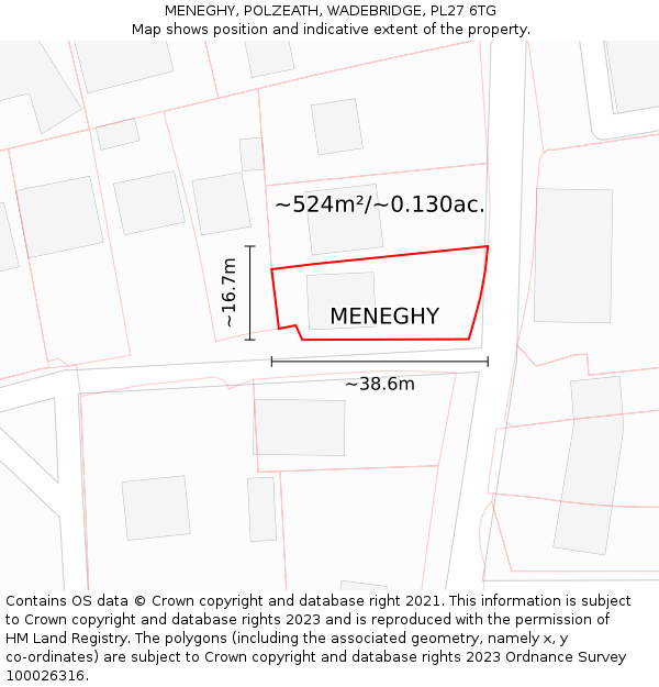 MENEGHY, POLZEATH, WADEBRIDGE, PL27 6TG: Plot and title map