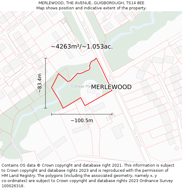 MERLEWOOD, THE AVENUE, GUISBOROUGH, TS14 8EE: Plot and title map