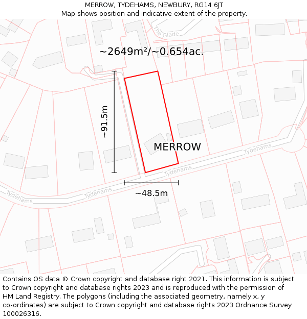 MERROW, TYDEHAMS, NEWBURY, RG14 6JT: Plot and title map