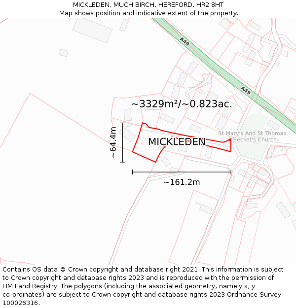 MICKLEDEN, MUCH BIRCH, HEREFORD, HR2 8HT: Plot and title map