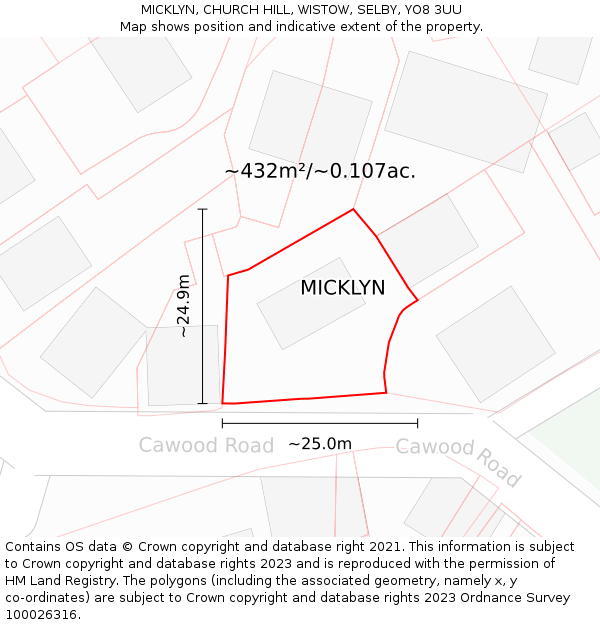 MICKLYN, CHURCH HILL, WISTOW, SELBY, YO8 3UU: Plot and title map