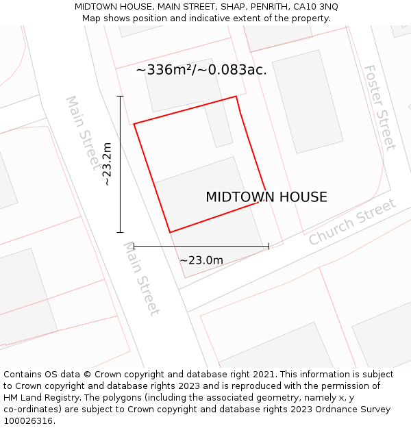 MIDTOWN HOUSE, MAIN STREET, SHAP, PENRITH, CA10 3NQ: Plot and title map