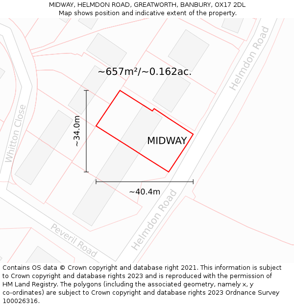 MIDWAY, HELMDON ROAD, GREATWORTH, BANBURY, OX17 2DL: Plot and title map