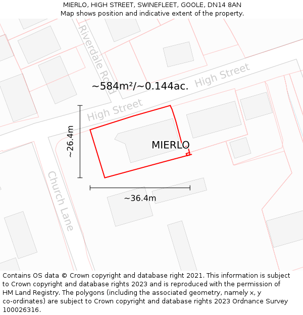 MIERLO, HIGH STREET, SWINEFLEET, GOOLE, DN14 8AN: Plot and title map