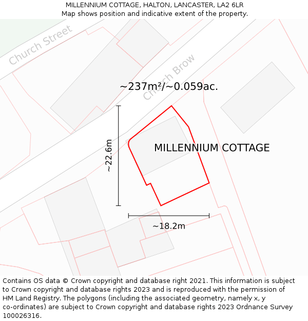 MILLENNIUM COTTAGE, HALTON, LANCASTER, LA2 6LR: Plot and title map