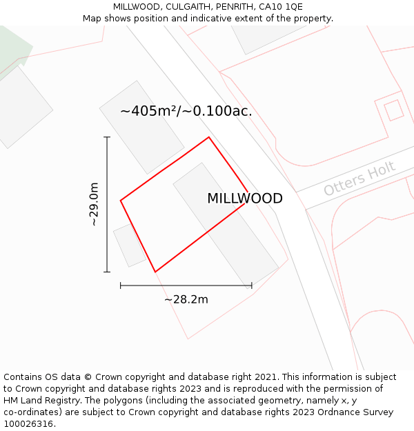 MILLWOOD, CULGAITH, PENRITH, CA10 1QE: Plot and title map