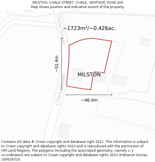 MILSTON, CHALE STREET, CHALE, VENTNOR, PO38 2HF: Plot and title map