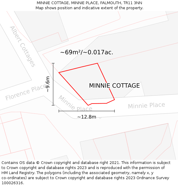 MINNIE COTTAGE, MINNIE PLACE, FALMOUTH, TR11 3NN: Plot and title map