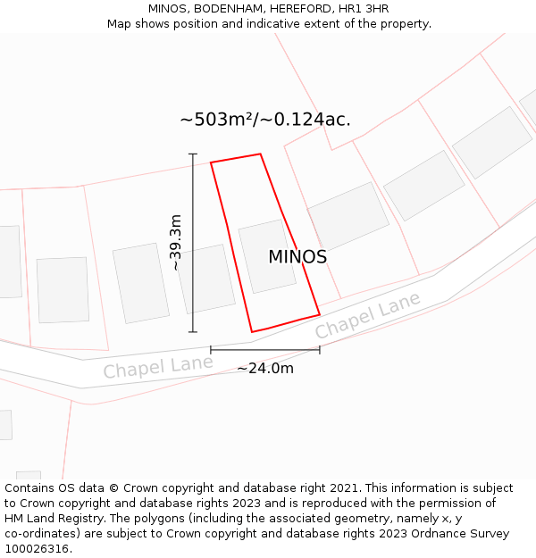 MINOS, BODENHAM, HEREFORD, HR1 3HR: Plot and title map