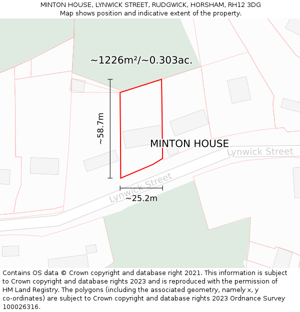 MINTON HOUSE, LYNWICK STREET, RUDGWICK, HORSHAM, RH12 3DG: Plot and title map