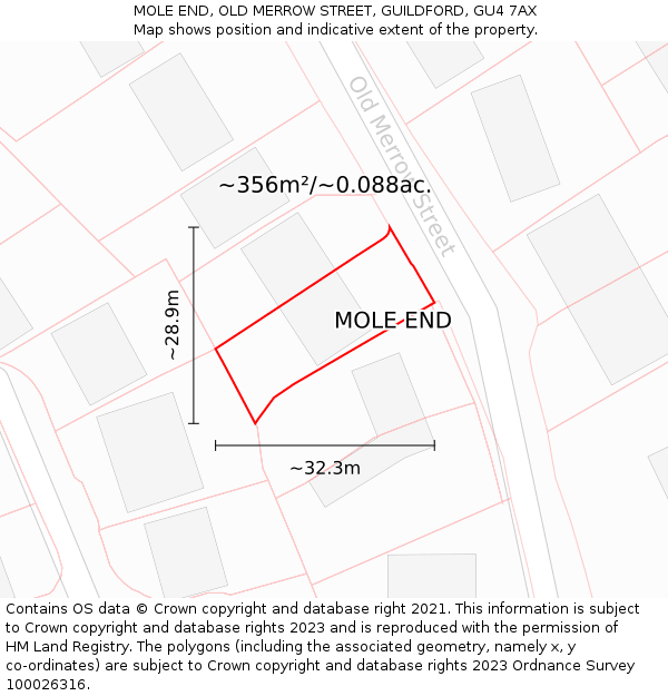 MOLE END, OLD MERROW STREET, GUILDFORD, GU4 7AX: Plot and title map