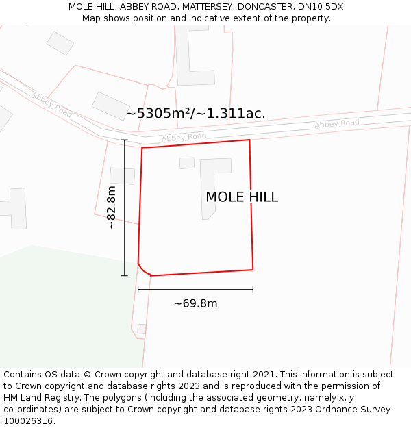 MOLE HILL, ABBEY ROAD, MATTERSEY, DONCASTER, DN10 5DX: Plot and title map